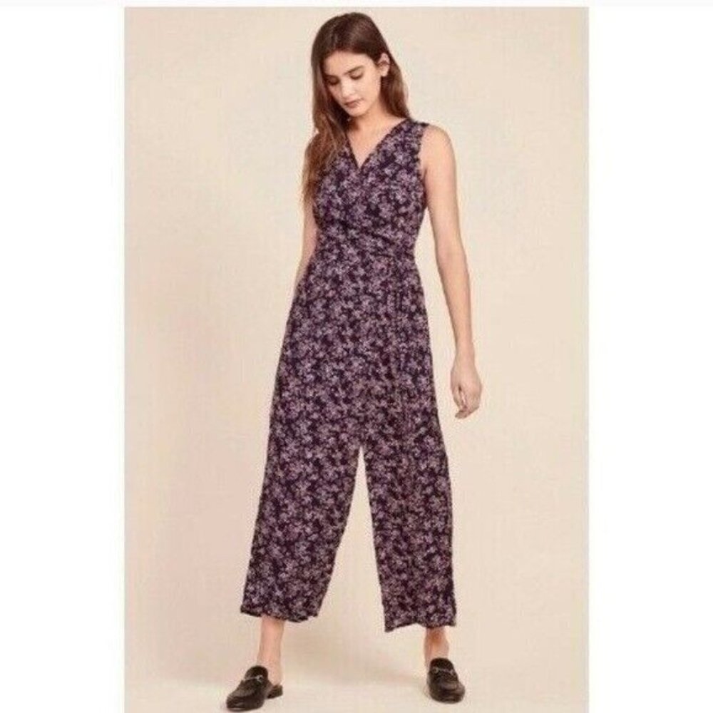 New JACK BB Dakota Swish Swish Size 4 Blue Floral Sleeveless Backless Jumpsuit